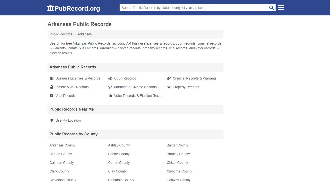 Free Arkansas Public Records - PubRecord.org